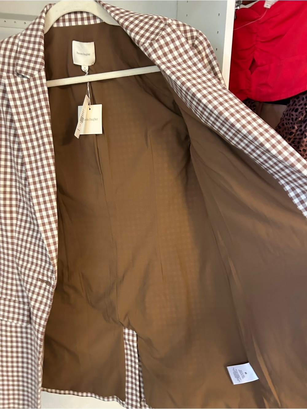 Anthropologie Favorite Daughter The Break-Up Blazer brown gingham check print - Picture 7 of 9
